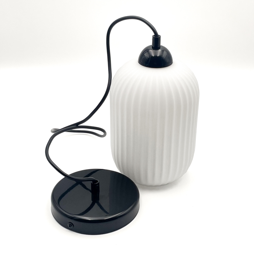 Candeeiro suspenso HARMA 1xE27/15W/230V diâmetro 14 cm branco/preto