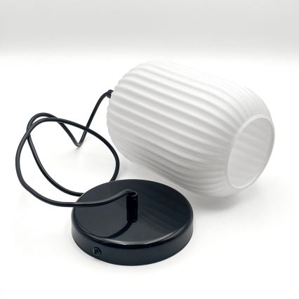 Candeeiro suspenso HARMA 1xE27/15W/230V diâmetro 14 cm branco/preto