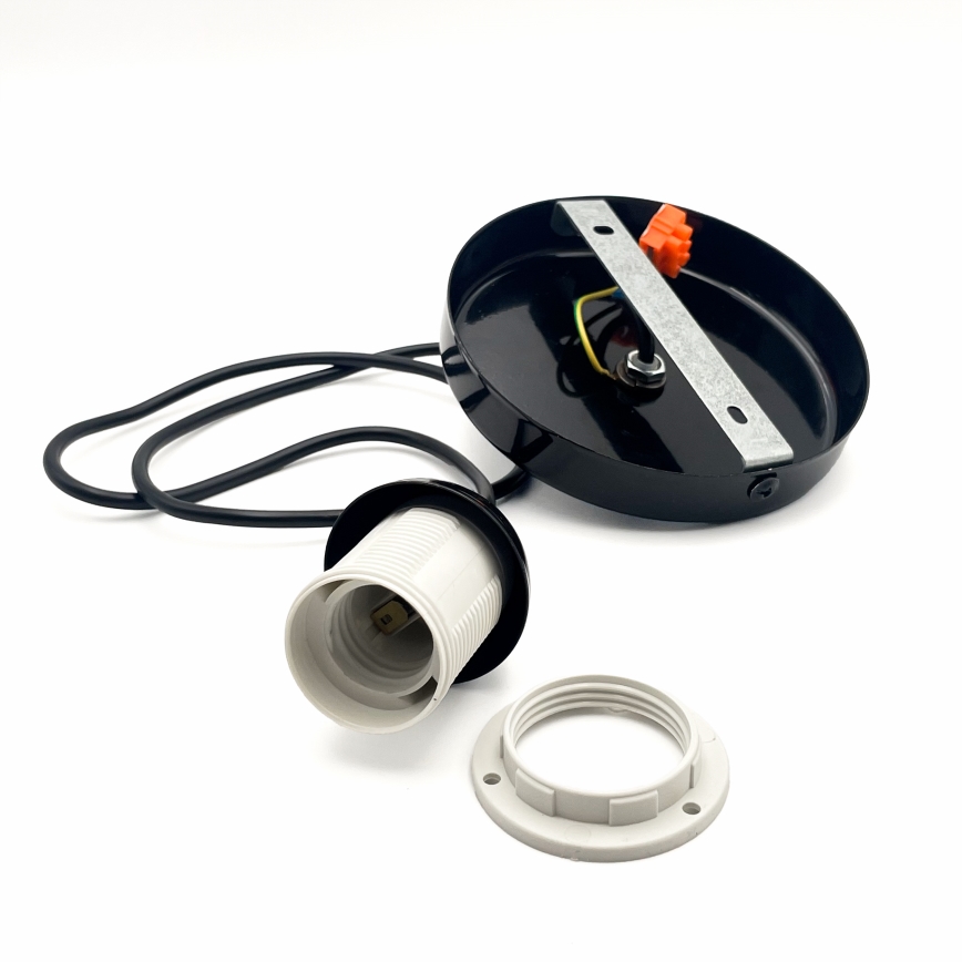 Candeeiro suspenso HARMA 1xE27/15W/230V diâmetro 14 cm branco/preto