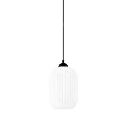 Candeeiro suspenso HARMA 1xE27/15W/230V diâmetro 14 cm branco/preto