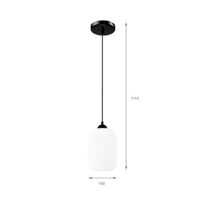 Candeeiro suspenso HARMA 1xE27/15W/230V diâmetro 14 cm branco/preto