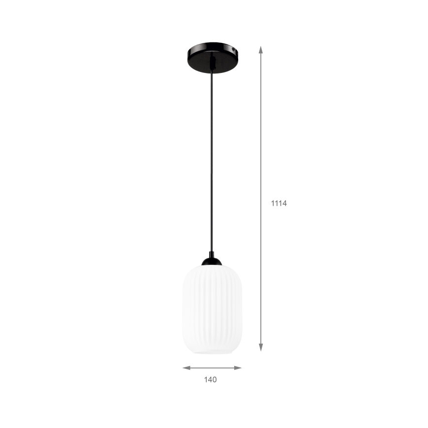 Candeeiro suspenso HARMA 1xE27/15W/230V diâmetro 14 cm branco/preto