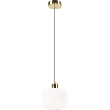 Candeeiro suspenso HARMA 1xE27/15W/230V diâmetro 20 cm branco/dourado