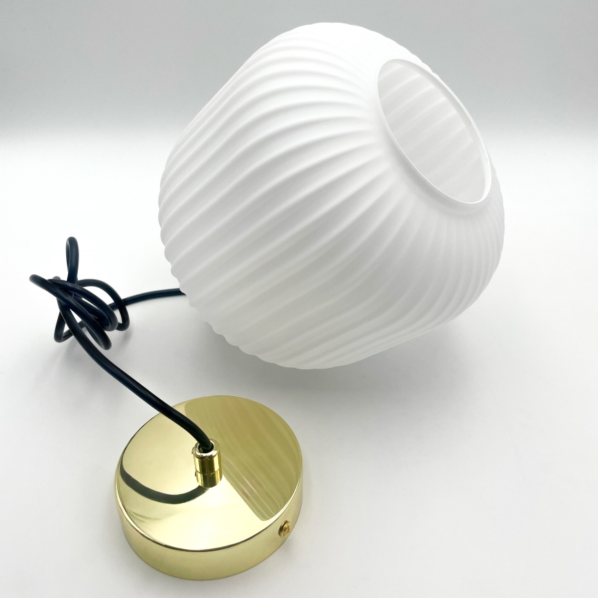 Candeeiro suspenso HARMA 1xE27/15W/230V diâmetro 20 cm branco/dourado