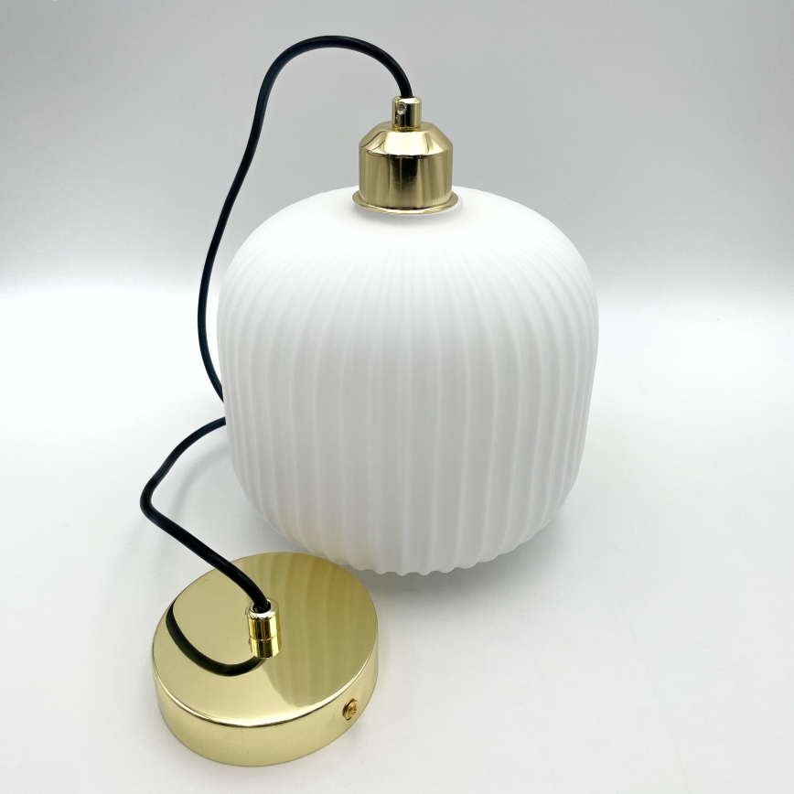 Candeeiro suspenso HARMA 1xE27/15W/230V diâmetro 20 cm branco/dourado