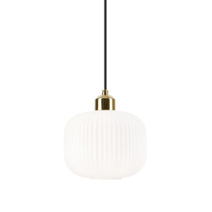 Candeeiro suspenso HARMA 1xE27/15W/230V diâmetro 20 cm branco/dourado