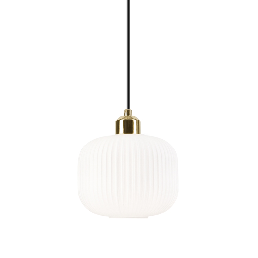 Candeeiro suspenso HARMA 1xE27/15W/230V diâmetro 20 cm branco/dourado