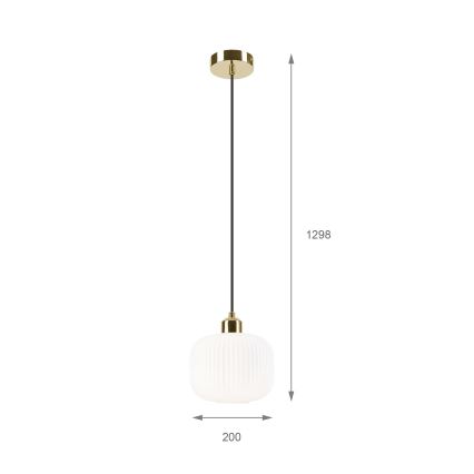Candeeiro suspenso HARMA 1xE27/15W/230V diâmetro 20 cm branco/dourado