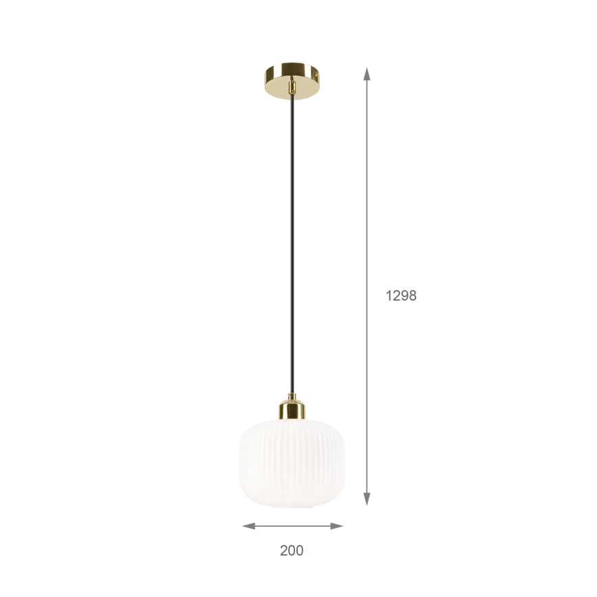 Candeeiro suspenso HARMA 1xE27/15W/230V diâmetro 20 cm branco/dourado
