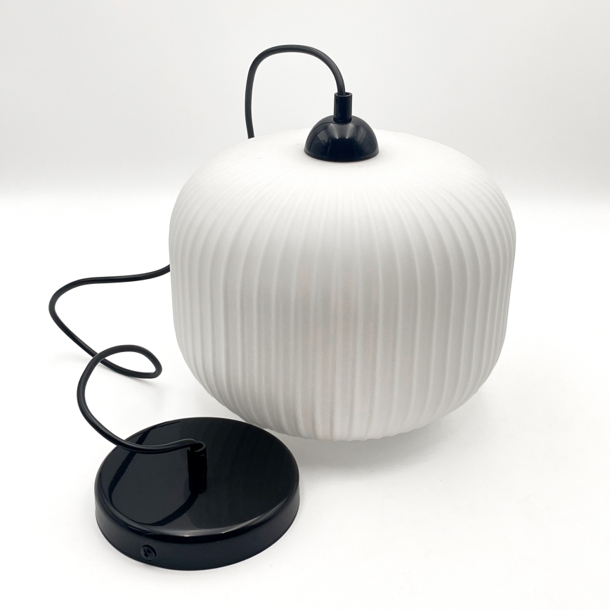 Candeeiro suspenso HARMA 1xE27/15W/230V diâmetro 20 cm branco/preto
