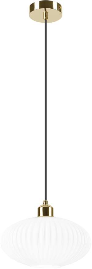 Candeeiro suspenso HARMA 1xE27/15W/230V diâmetro 25 cm branco/dourado