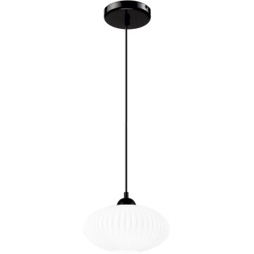 Candeeiro suspenso HARMA 1xE27/15W/230V diâmetro 25 cm branco/preto