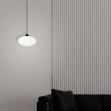 Candeeiro suspenso HARMA 1xE27/15W/230V diâmetro 25 cm branco/preto