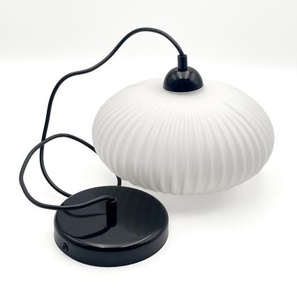 Candeeiro suspenso HARMA 1xE27/15W/230V diâmetro 25 cm branco/preto