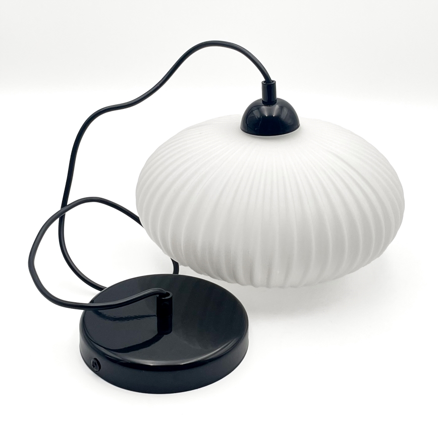 Candeeiro suspenso HARMA 1xE27/15W/230V diâmetro 25 cm branco/preto
