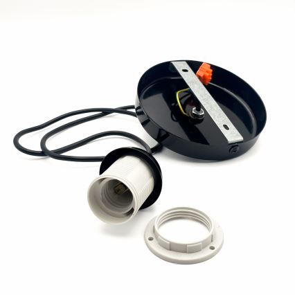 Candeeiro suspenso HARMA 1xE27/15W/230V diâmetro 25 cm branco/preto