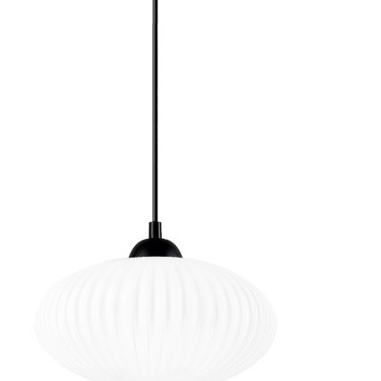 Candeeiro suspenso HARMA 1xE27/15W/230V diâmetro 25 cm branco/preto