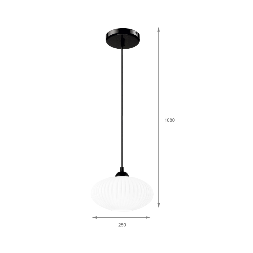 Candeeiro suspenso HARMA 1xE27/15W/230V diâmetro 25 cm branco/preto