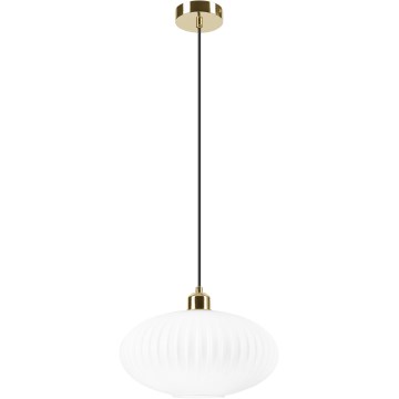 Candeeiro suspenso HARMA 1xE27/15W/230V diâmetro 30 cm branco/dourado