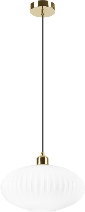 Candeeiro suspenso HARMA 1xE27/15W/230V diâmetro 30 cm branco/dourado