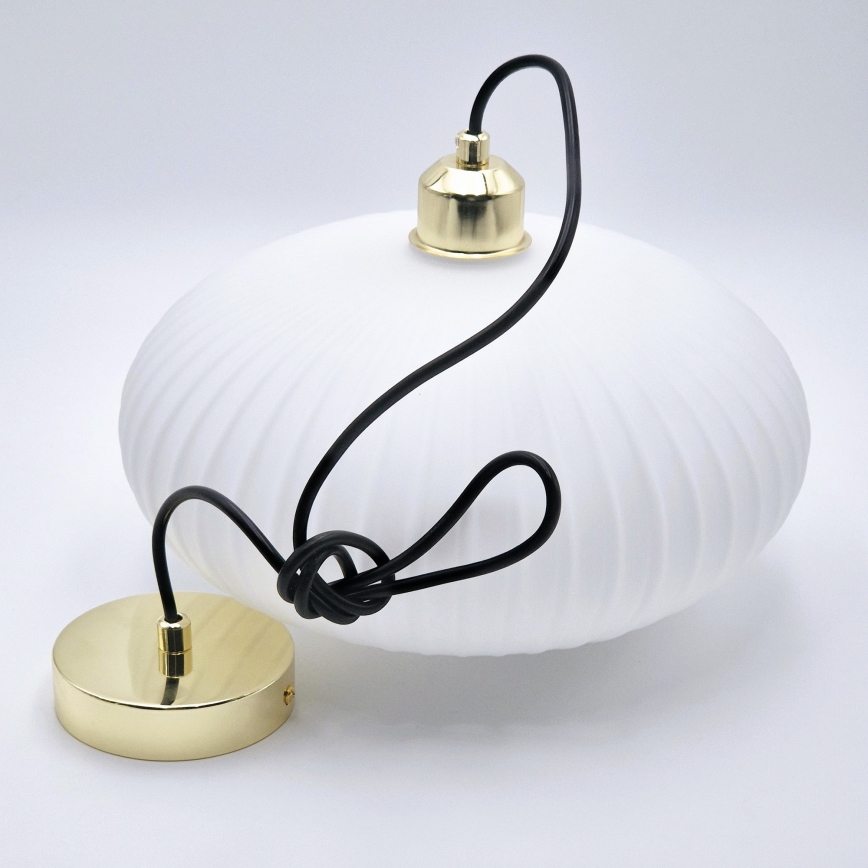 Candeeiro suspenso HARMA 1xE27/15W/230V diâmetro 30 cm branco/dourado