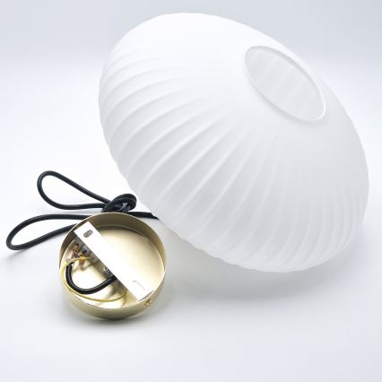 Candeeiro suspenso HARMA 1xE27/15W/230V diâmetro 30 cm branco/dourado