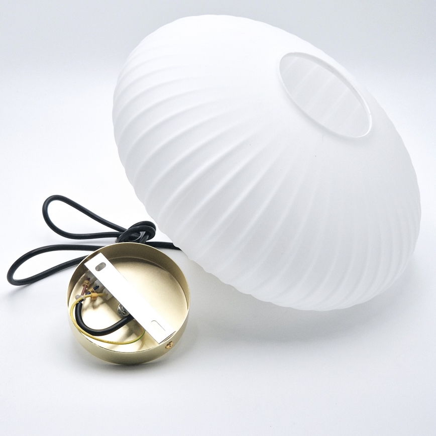 Candeeiro suspenso HARMA 1xE27/15W/230V diâmetro 30 cm branco/dourado