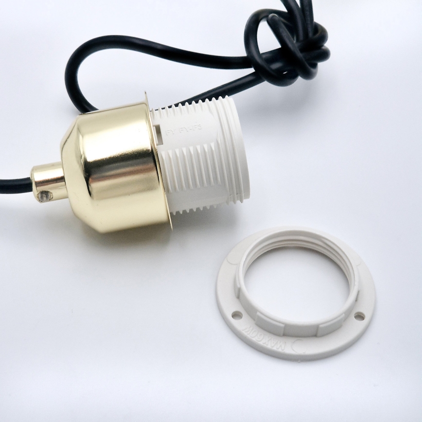 Candeeiro suspenso HARMA 1xE27/15W/230V diâmetro 30 cm branco/dourado