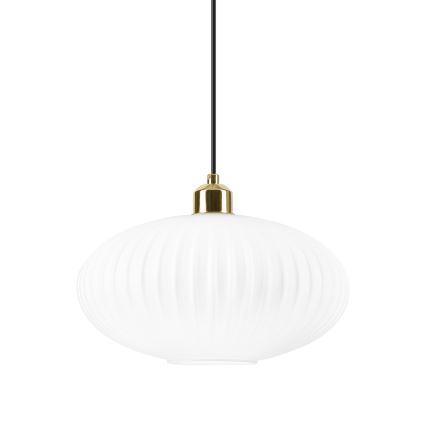 Candeeiro suspenso HARMA 1xE27/15W/230V diâmetro 30 cm branco/dourado