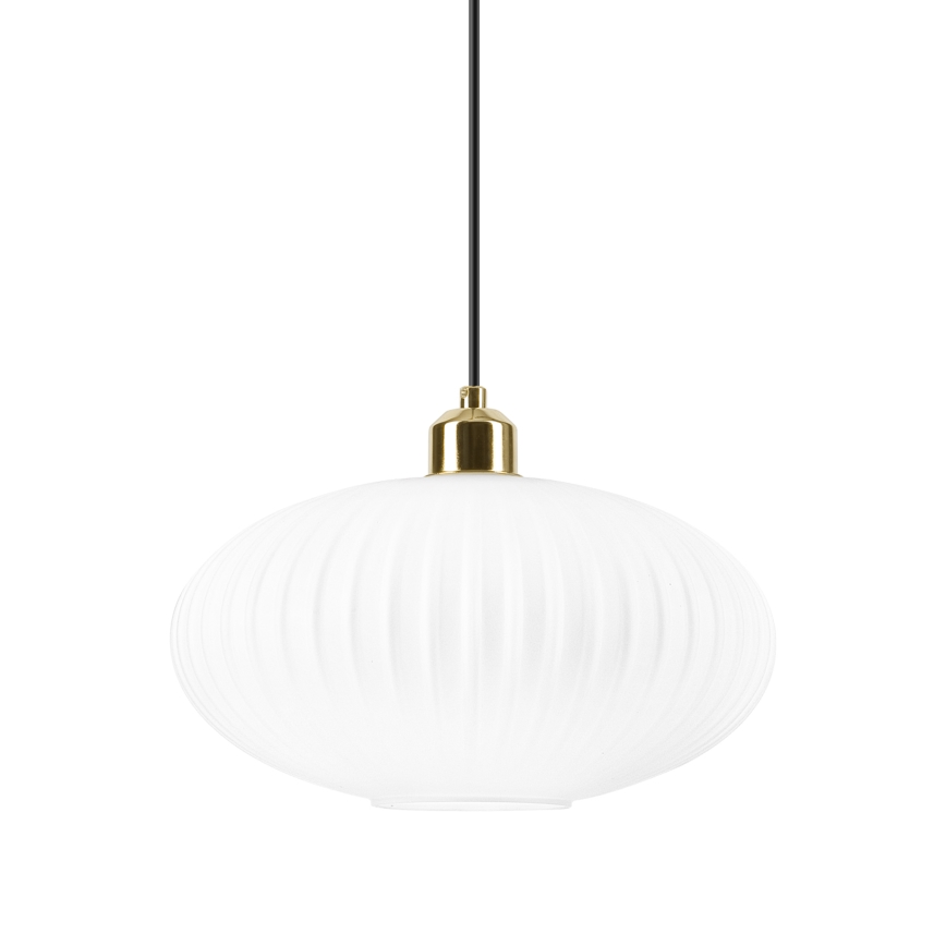 Candeeiro suspenso HARMA 1xE27/15W/230V diâmetro 30 cm branco/dourado