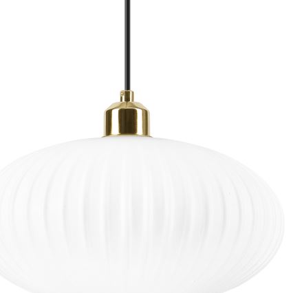 Candeeiro suspenso HARMA 1xE27/15W/230V diâmetro 30 cm branco/dourado