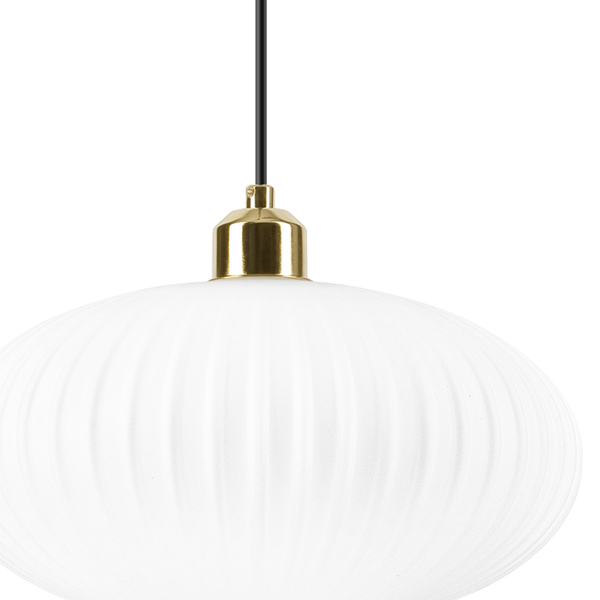 Candeeiro suspenso HARMA 1xE27/15W/230V diâmetro 30 cm branco/dourado