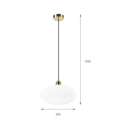 Candeeiro suspenso HARMA 1xE27/15W/230V diâmetro 30 cm branco/dourado