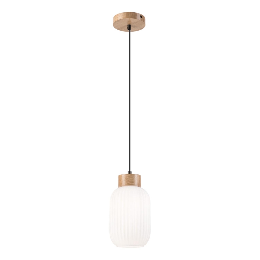 Candeeiro suspenso HARMONY 1xE27/15W/230V diâmetro 14 cm branco/carvalho