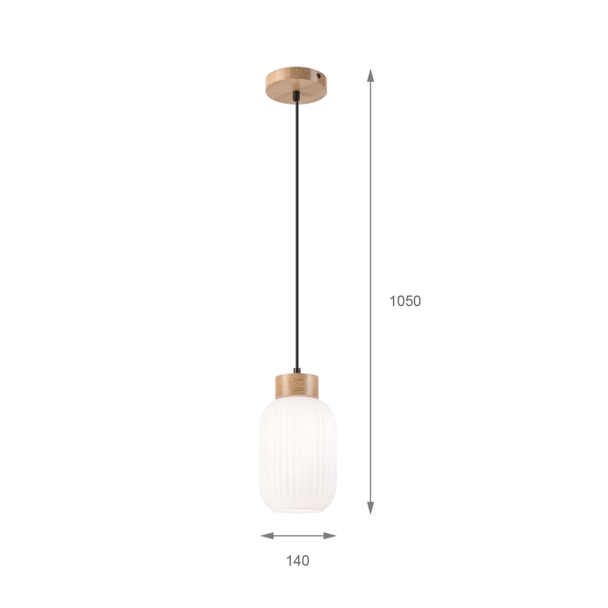 Candeeiro suspenso HARMONY 1xE27/15W/230V diâmetro 14 cm branco/carvalho