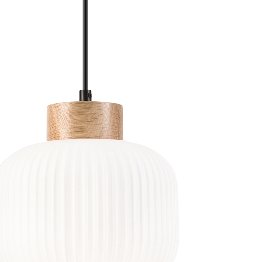 Candeeiro suspenso HARMONY 1xE27/15W/230V diâmetro 20 cm branco/carvalho