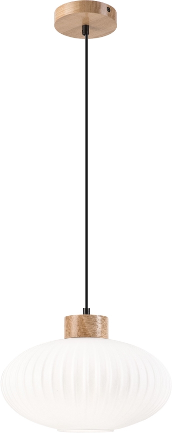 Candeeiro suspenso HARMONY 1xE27/15W/230V diâmetro 30 cm branco/carvalho