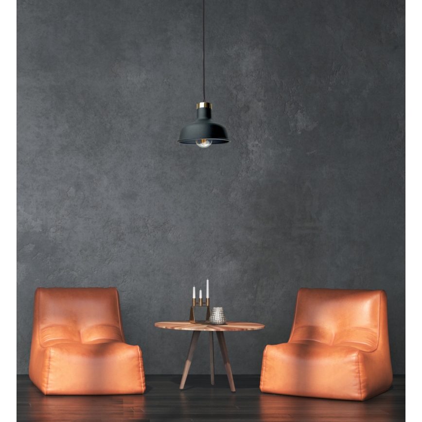 Candeeiro suspenso HEBE 1xE27/60W/230V preto