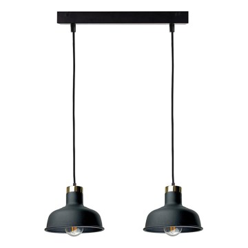 Candeeiro suspenso HEBE 2xE27/60W/230V preto