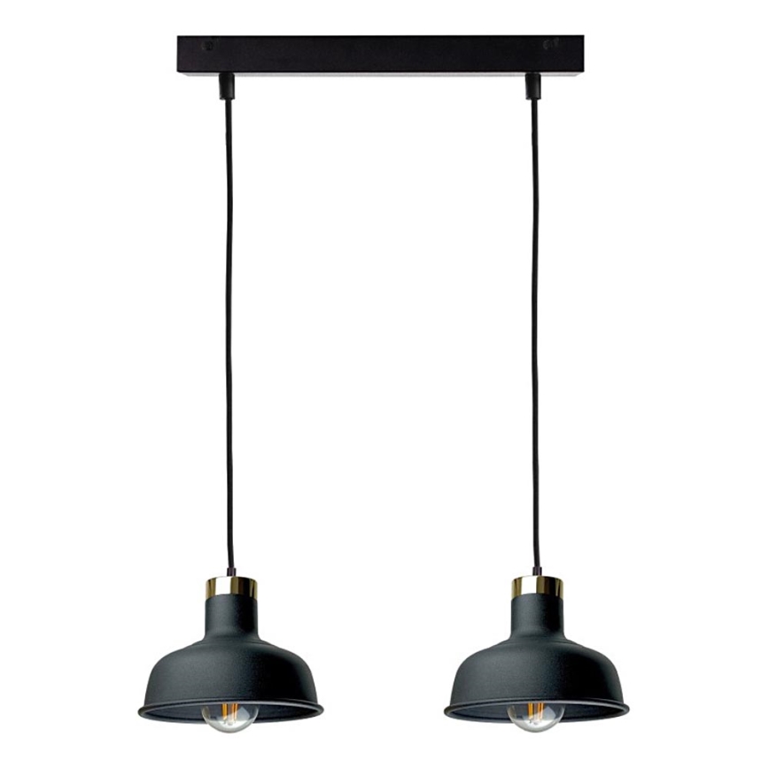 Candeeiro suspenso HEBE 2xE27/60W/230V preto