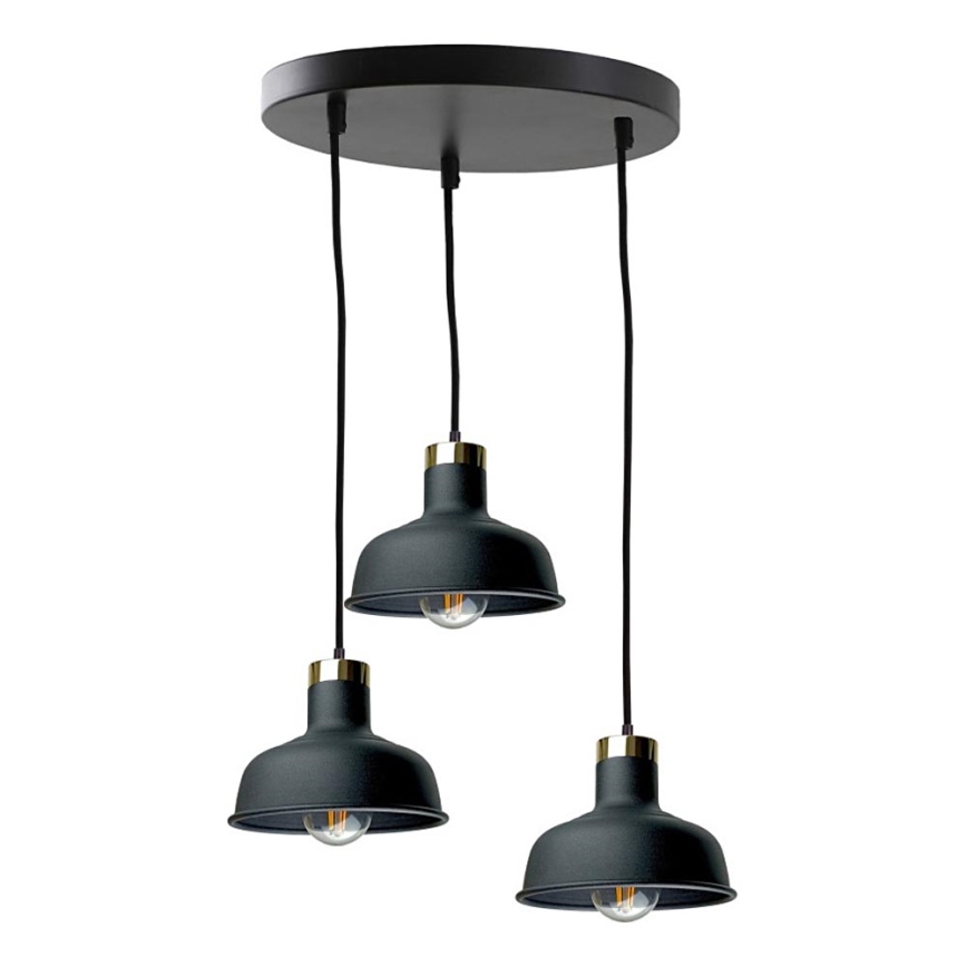 Candeeiro suspenso HEBE 3xE27/60W/230V preto