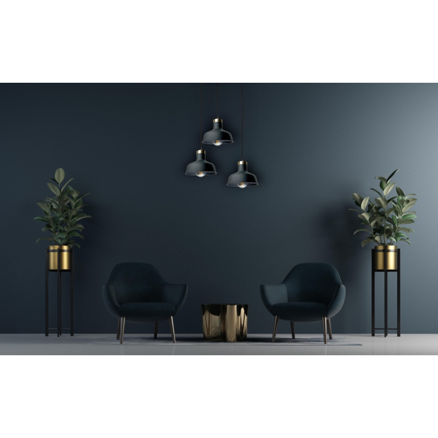 Candeeiro suspenso HEBE 3xE27/60W/230V preto