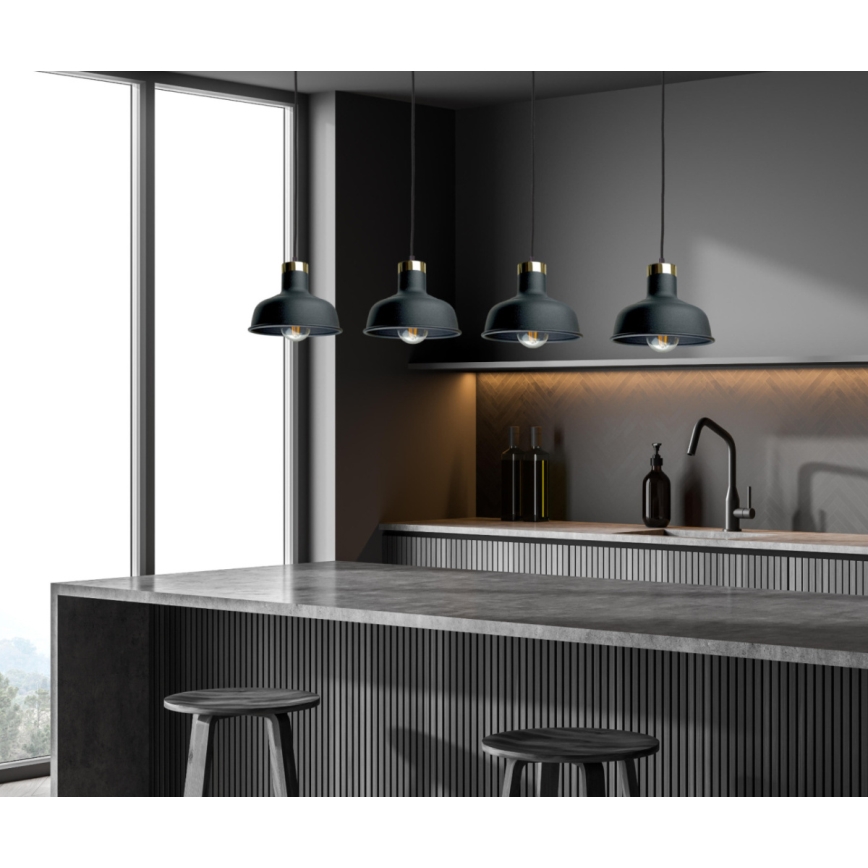 Candeeiro suspenso HEBE 4xE27/60W/230V preto