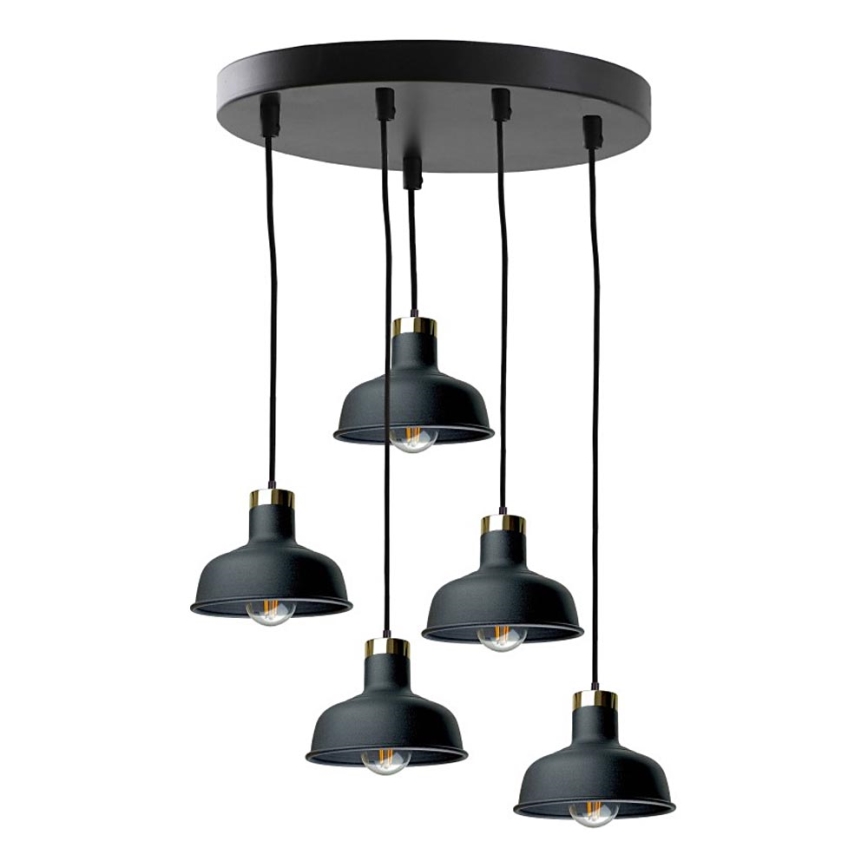 Candeeiro suspenso HEBE 5xE27/60W/230V preto