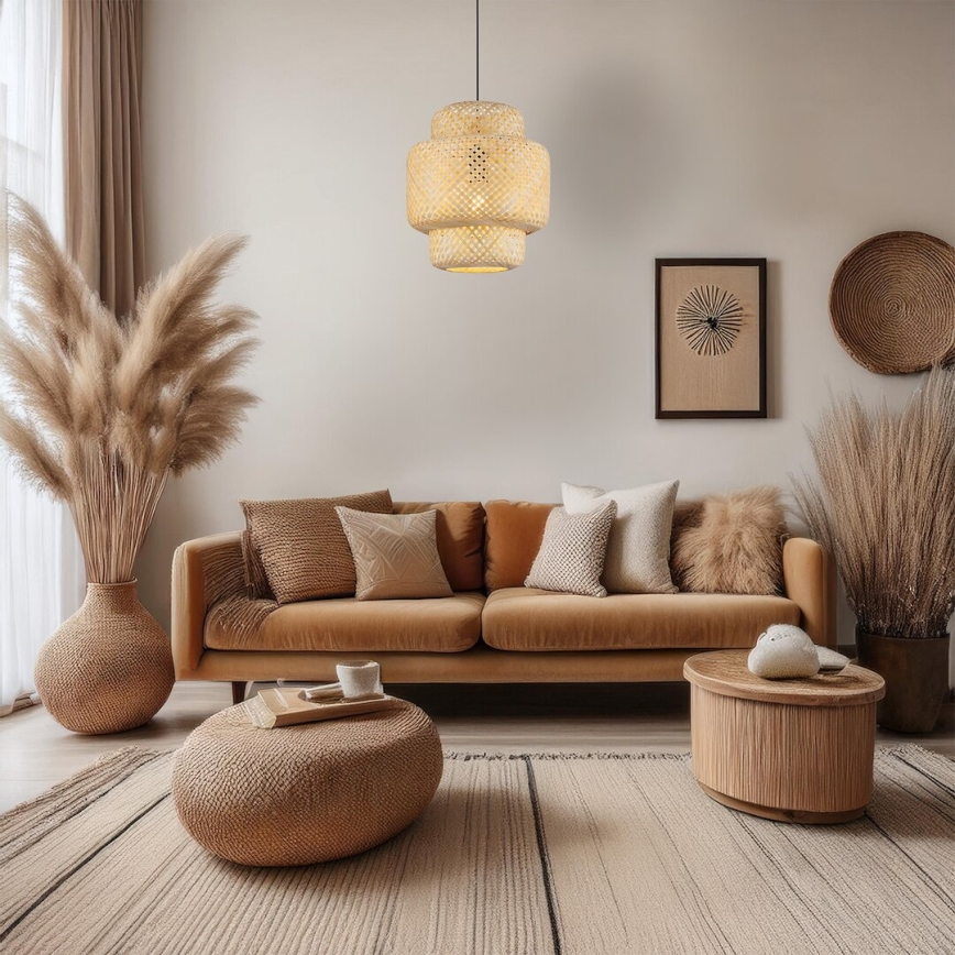 Candeeiro suspenso HESTIA 1xE27/60W/230V diâmetro 30 cm bambu