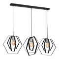 Candeeiro suspenso HEXAGON 3xE27/60W/230V preto/cromado brilhante