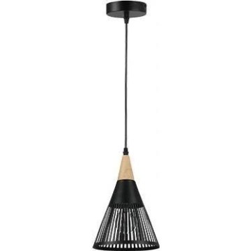 Candeeiro suspenso HIRA 1xE27/60W/230V diâmetro 18 cm preto