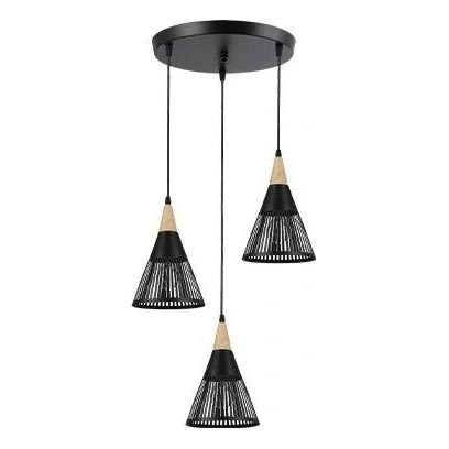 Candeeiro suspenso HIRA 3xE27/60W/230V diâmetro 40 cm preto