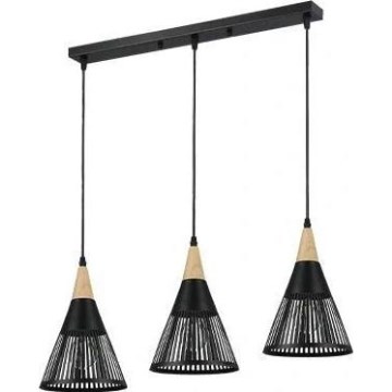 Candeeiro suspenso HIRA 3xE27/60W/230V preto