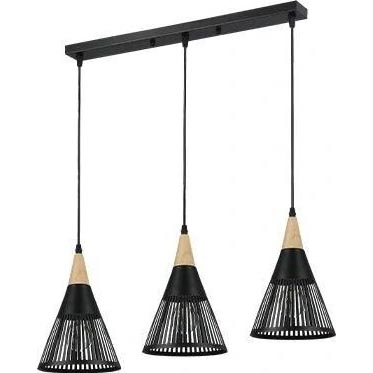 Candeeiro suspenso HIRA 3xE27/60W/230V preto